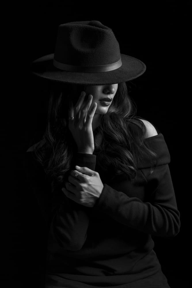 Elegant Fedora Woman by Sita Gramich — canvas wall art