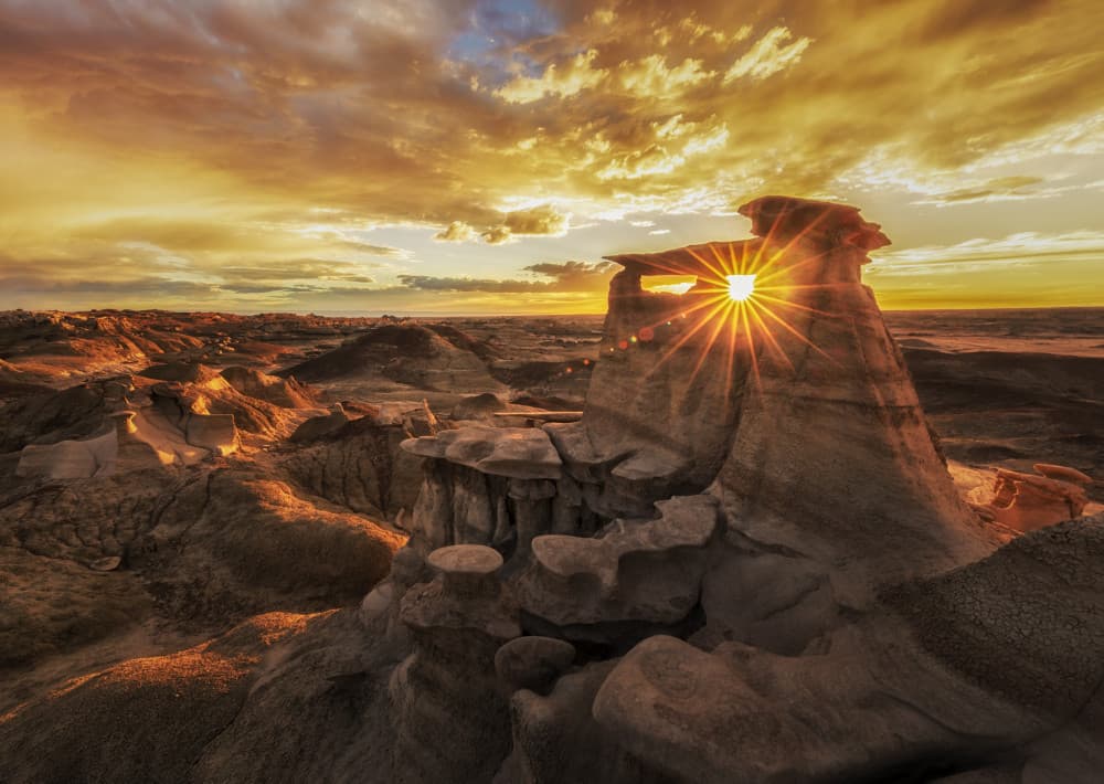 Desert Sunset Sunburst by Leechee Z — canvas wall art