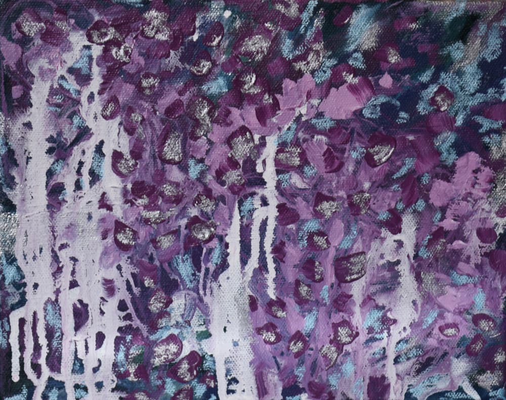 Shimmering Floral Drips by Michele Frechette — canvas wall art