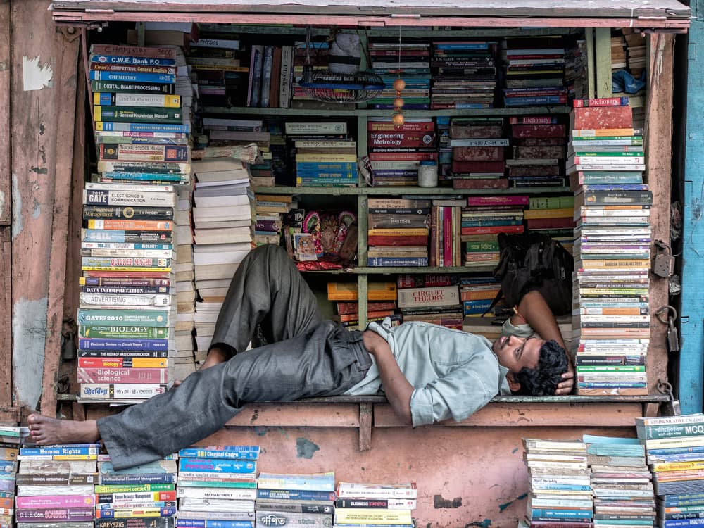Resting Among Books by Thomas Siegel — canvas wall art