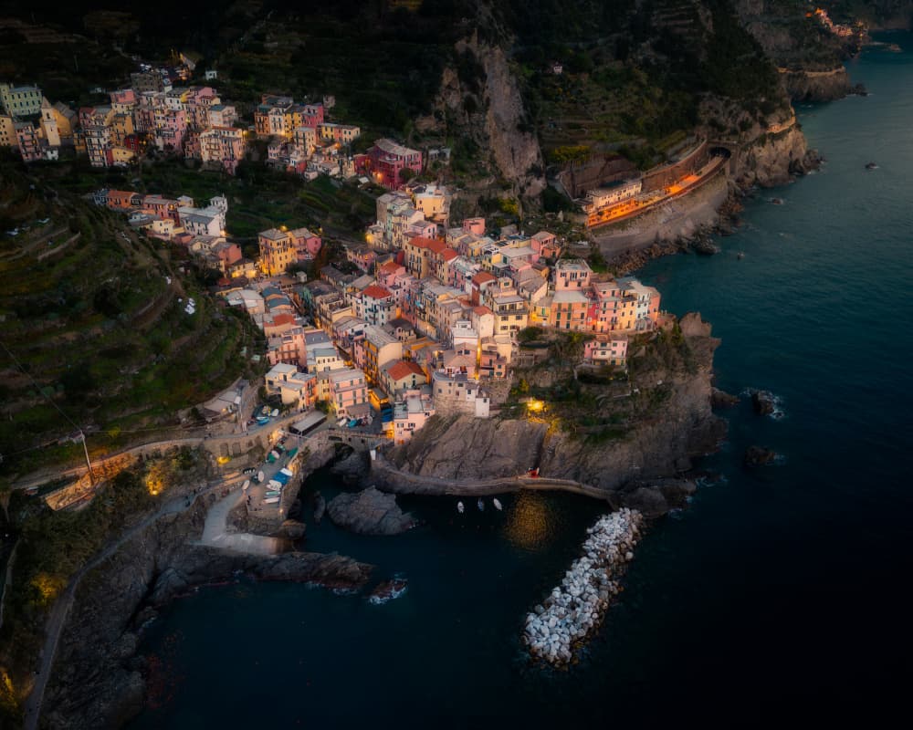 Manarola Evening Glow by Bartolome Lopez — canvas wall art