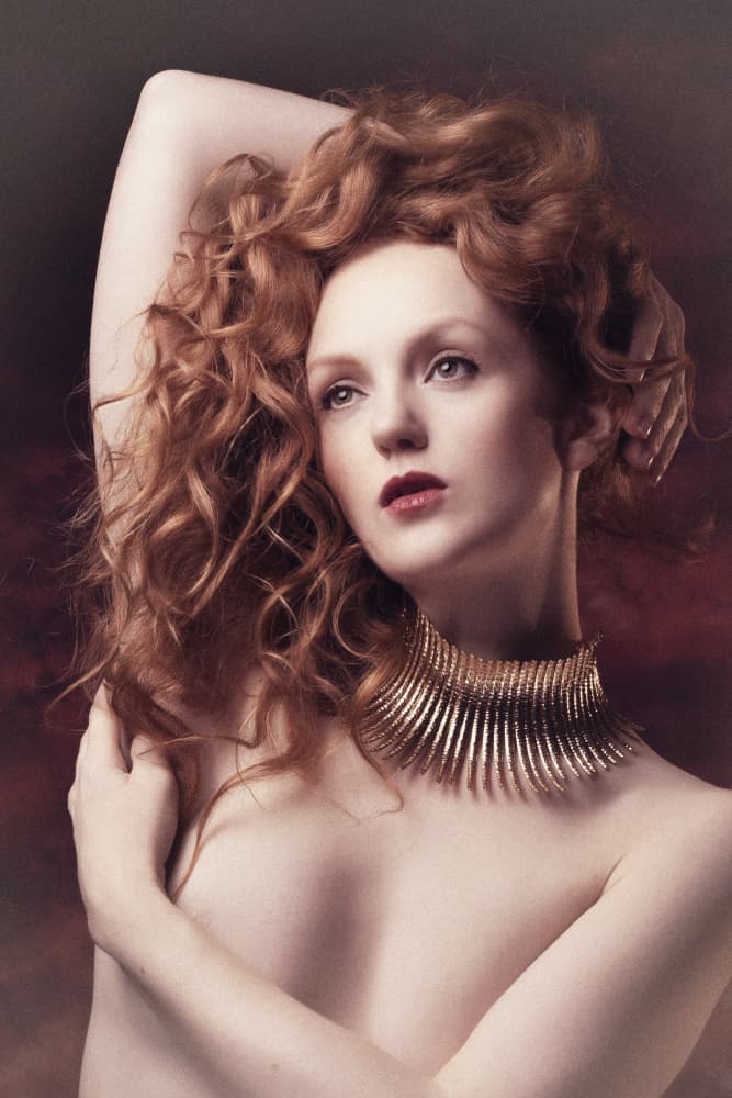 Elegant Redhead Gold Necklace by Jan Slotboom — canvas wall art