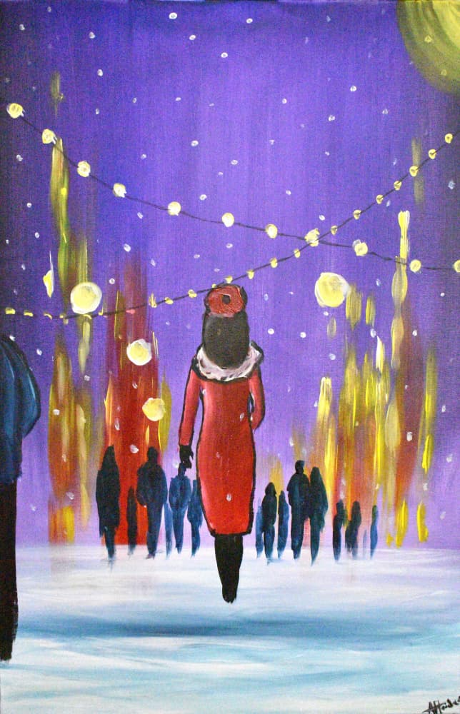 Snowy City Lights by Aisha Haider — canvas wall art