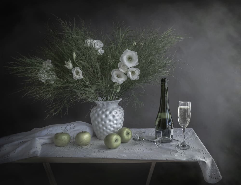 Flowers And Champagne by Margareth Perfoncio — canvas wall art