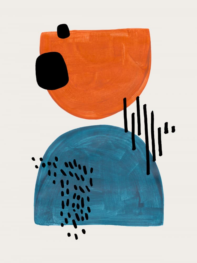 Orange Blue Abstract Shapes by Ejaaz Haniff — canvas wall art