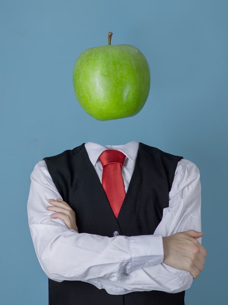 Man with Apple Head by Michael Allmaier — canvas wall art