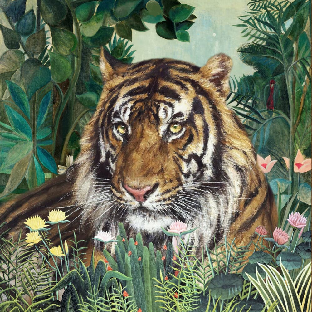 Vibrant Jungle Tiger by Marja van den Hurk — canvas wall art