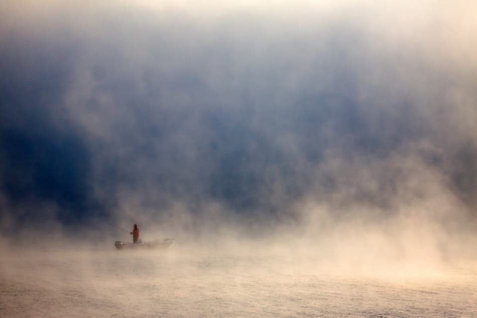 Misty Morning Fishing by Przemyslaw Kruk — canvas wall art