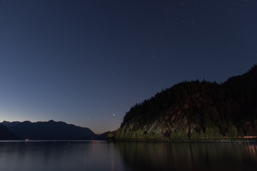 Night Sky Mountain Lake by Lynann Colligan — canvas wall art