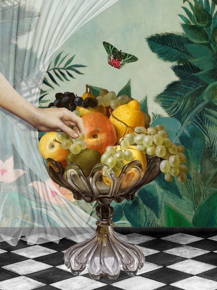 Hand and Tropical Abundance by Marja van den Hurk — canvas wall art