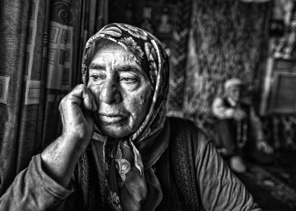 Pensive Elderly Woman by Feyzullah Tunç — canvas wall art