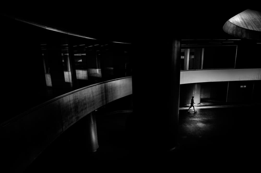 Lone Figure Modern Architecture by Antonio Grambone — canvas wall art
