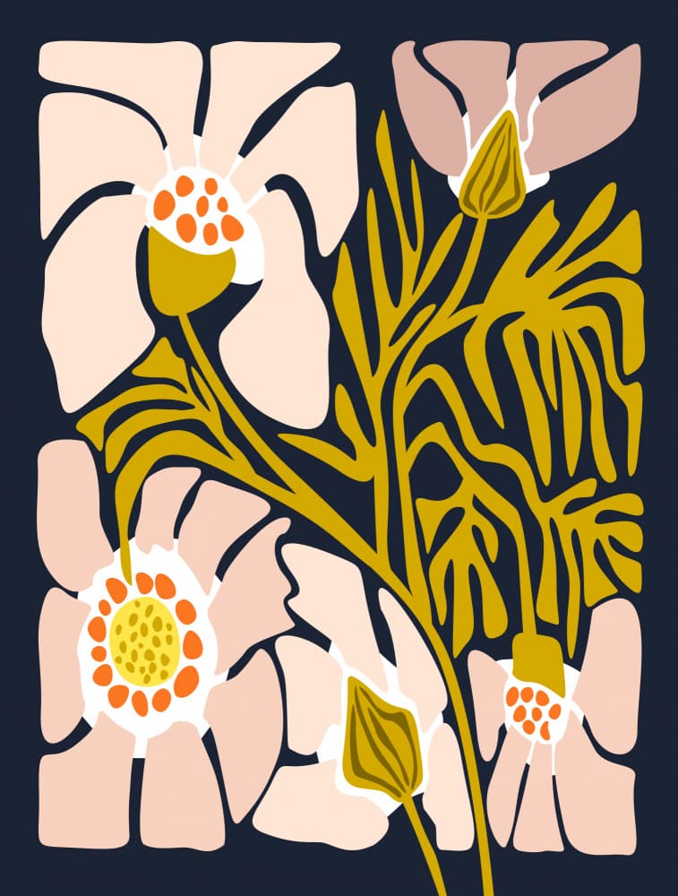 Stylized Gold Blooms by Annick — canvas wall art