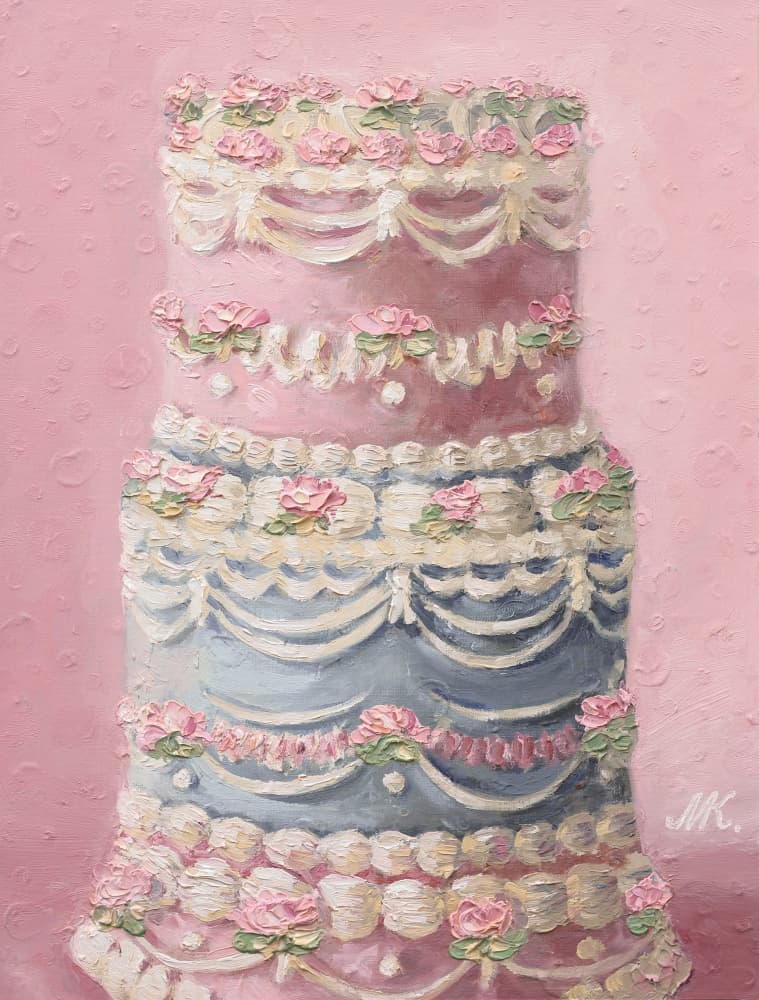 Pink and Blue Tiered Cake