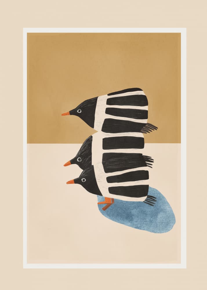 Three Stacked Penguins by City Art — canvas wall art