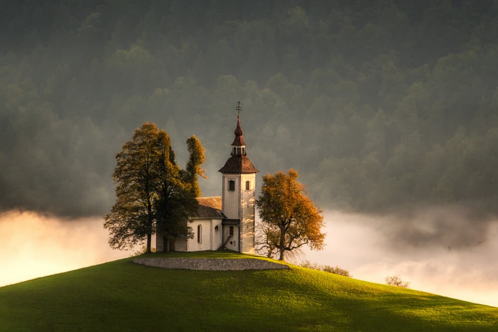 Serene Hilltop Church by Joško Šimic — canvas wall art