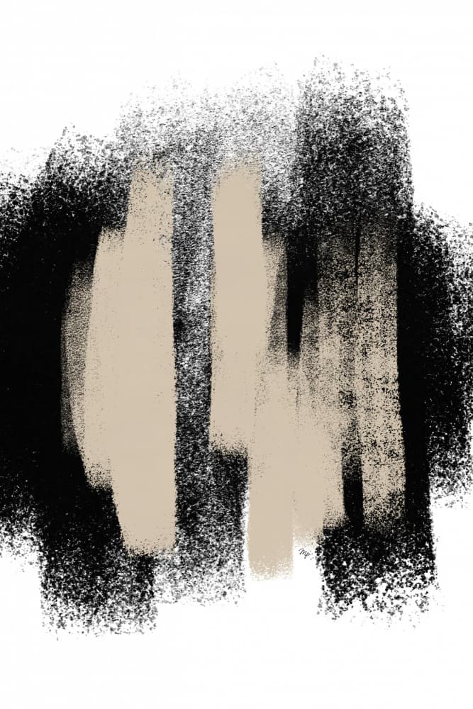 Abstract Black Beige Strokes by Martina — canvas wall art