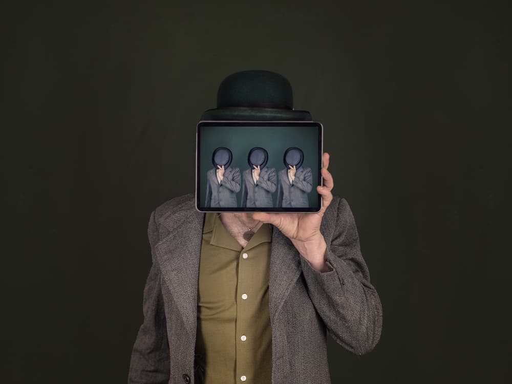 Digital Portrait Bowler Hat by Michael Allmaier — canvas wall art