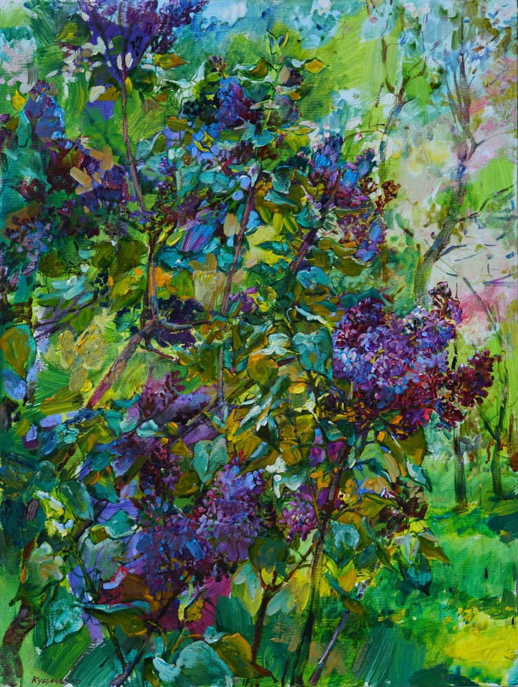 Blooming Purple Lilacs by Andrii Kutsachenko — canvas wall art