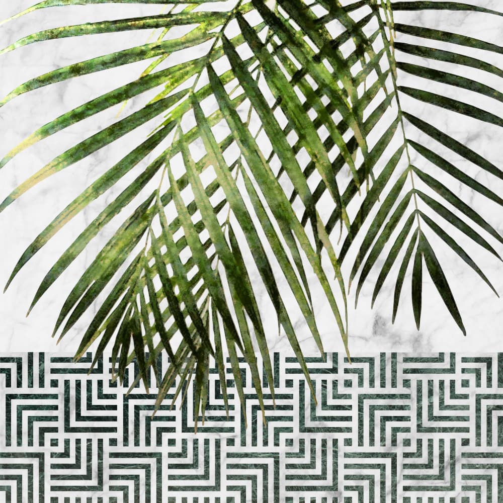 Tropical Palm Geometric Marble by amini54 — canvas wall art