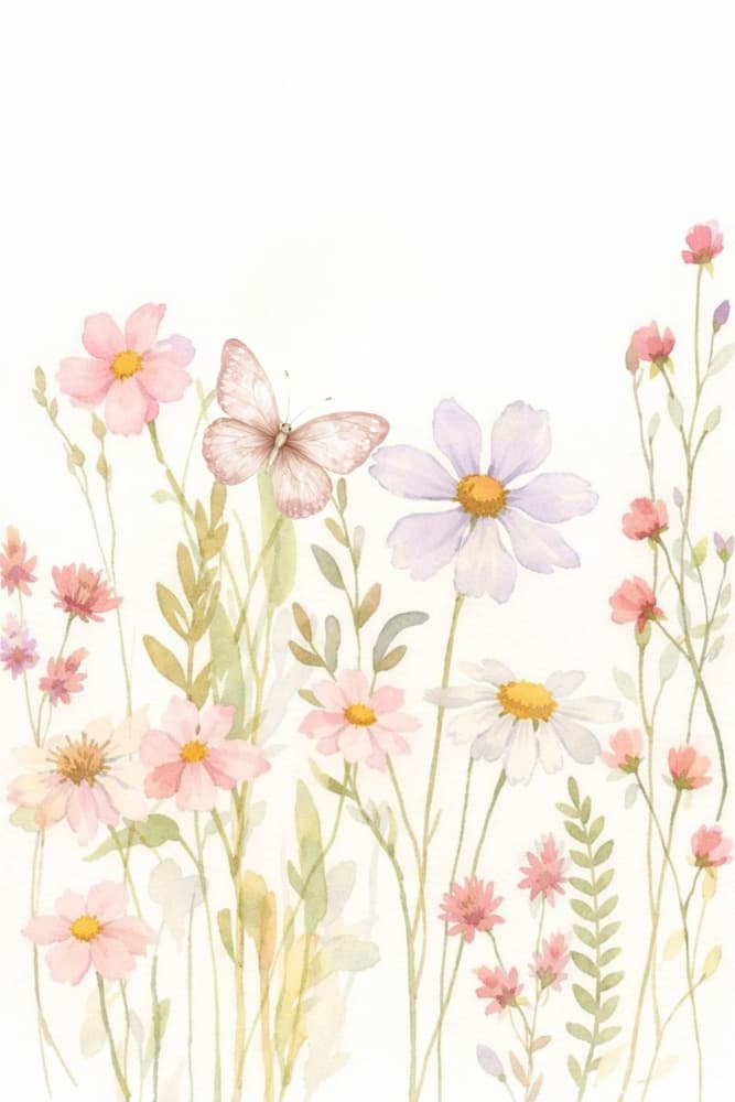 Pastel Wildflower Meadow by Sally Ann Moss — canvas wall art