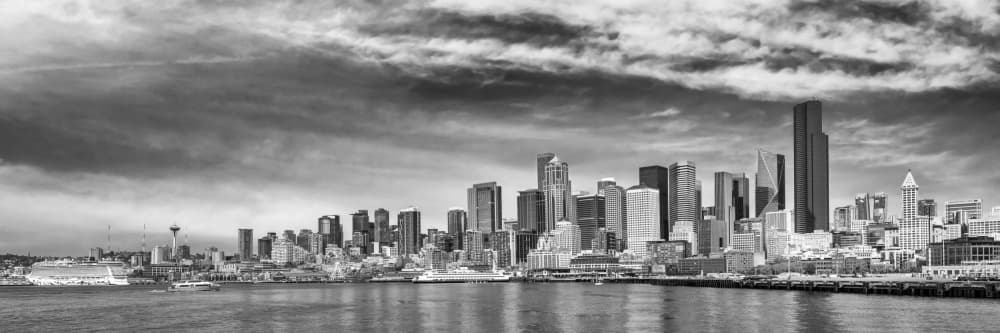 Dramatic Seattle Skyline by Melanie Viola — canvas wall art