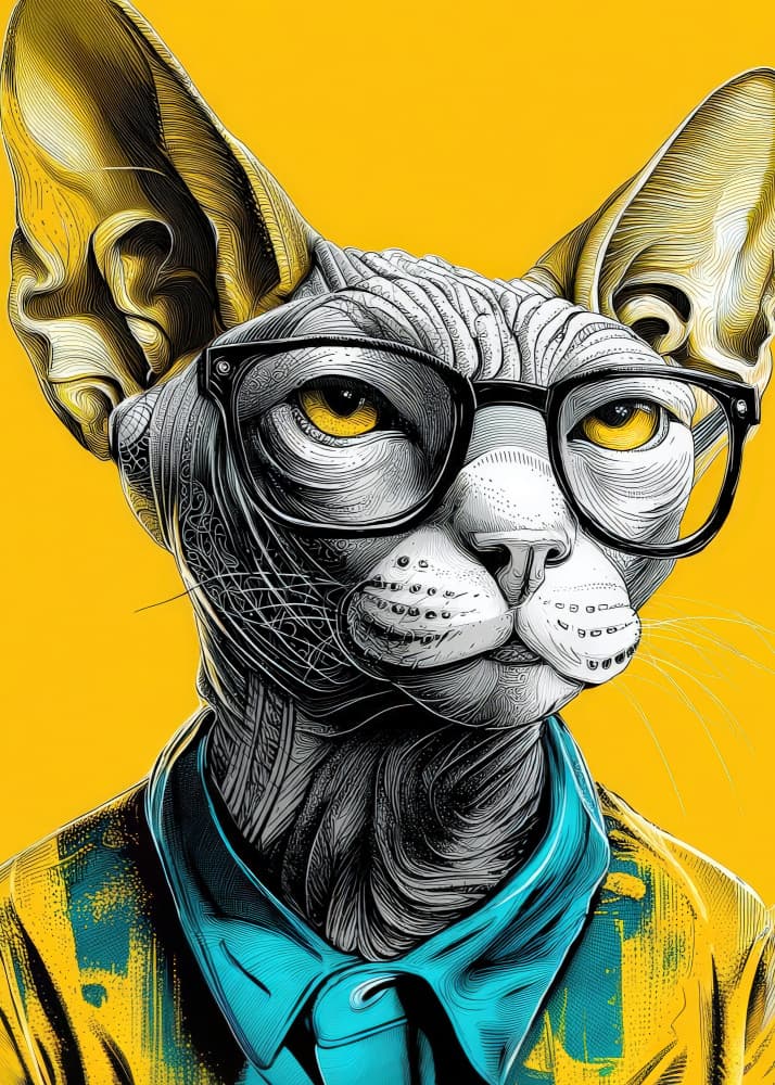Dapper Sphynx Cat by Justyna Jaszke — canvas wall art