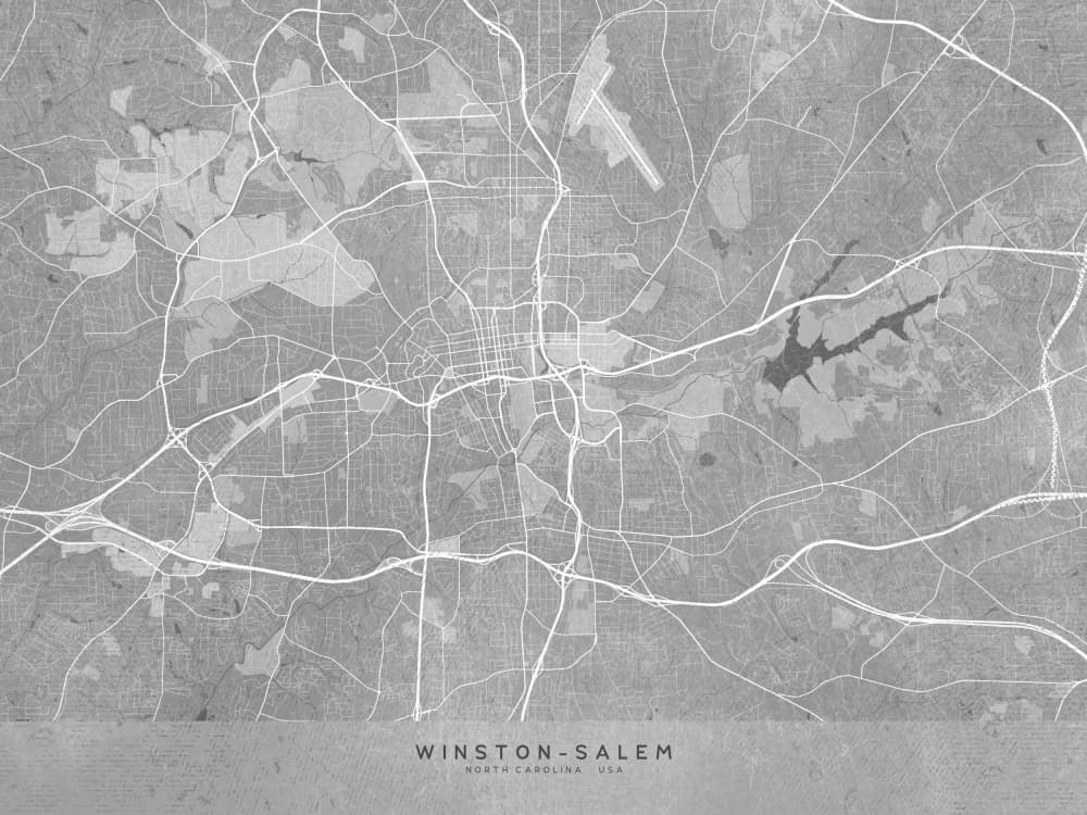 Winston Salem City Map by Rosana Laiz Blursbyai — canvas wall art