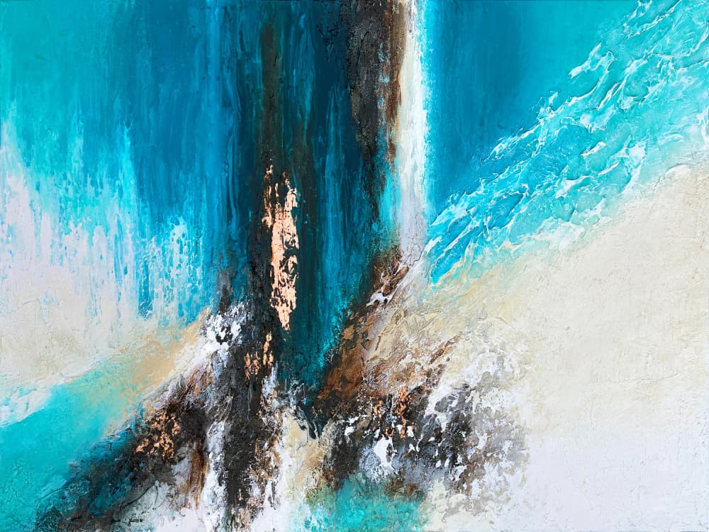 Oceanic Flow With Gold by Alyson Storms — canvas wall art
