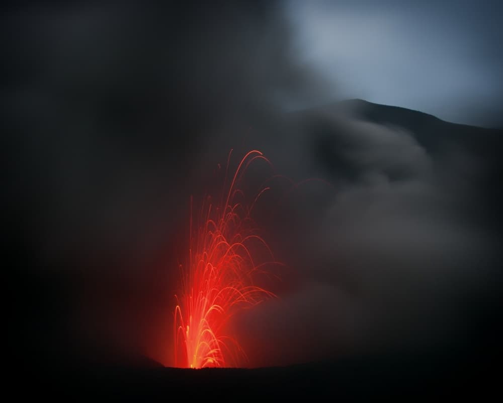 Glowing Volcano Eruption by Pavol Stranak — canvas wall art