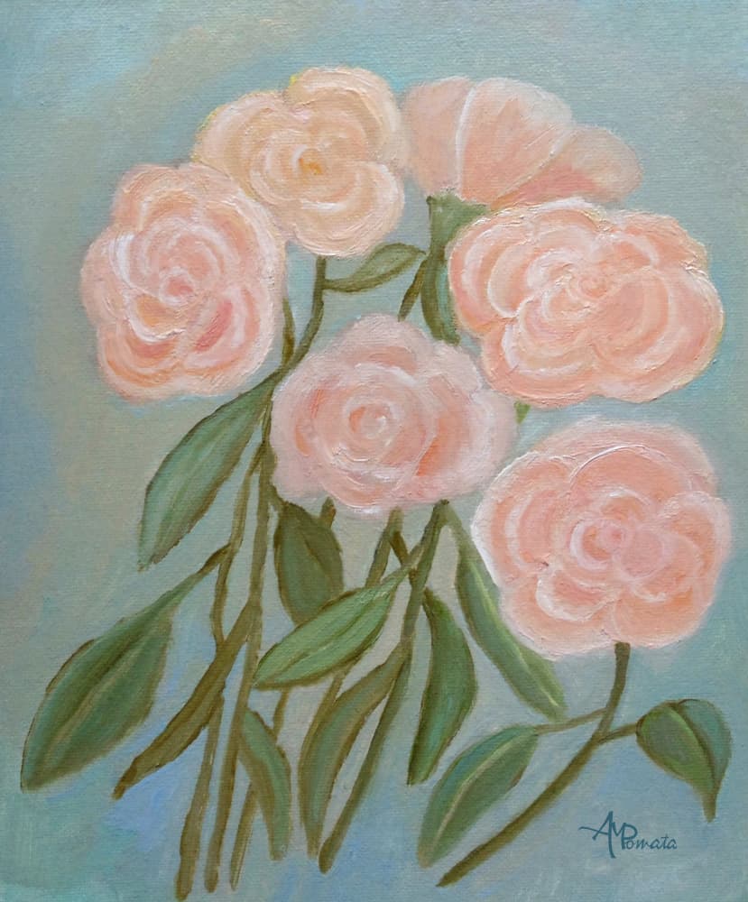 Soft Pink Roses by Angeles M. Pomata — canvas wall art