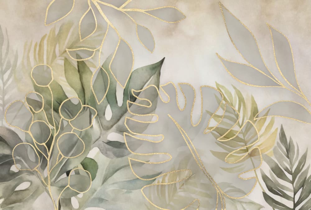 Golden Botanical Leaves by Andrea Haase — canvas wall art