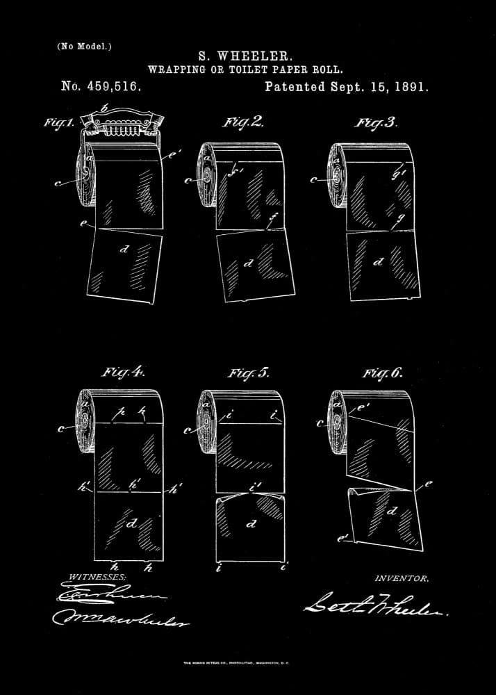 Vintage Toilet Paper Patent by Andreas Magnusson — canvas wall art