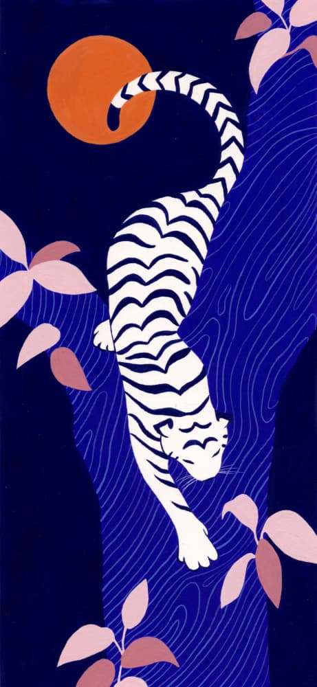 White Tiger Jungle Night by Julie Lesouef — canvas wall art
