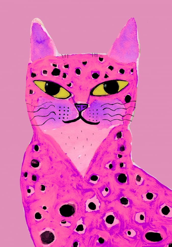 Whimsical Pink Leopard by Sharyn Bursic — canvas wall art