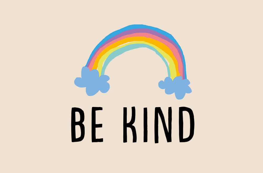 Be Kind Rainbow Message by Aylin Demir — canvas wall art