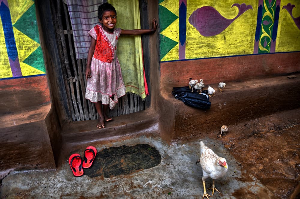 Happy Girl Colorful Home by Avishek Das — canvas wall art