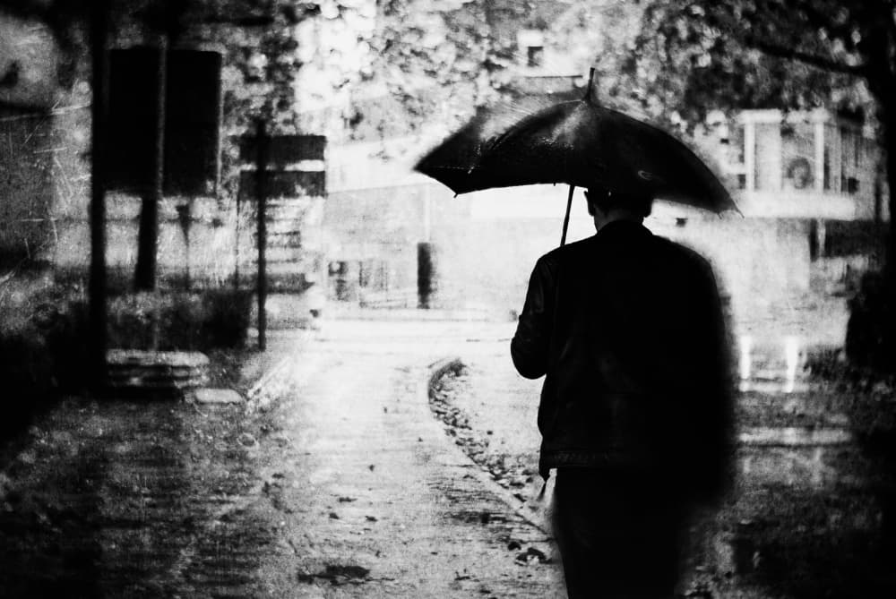 Solitary Rainy Walk by Adam Dauria ☂ — canvas wall art