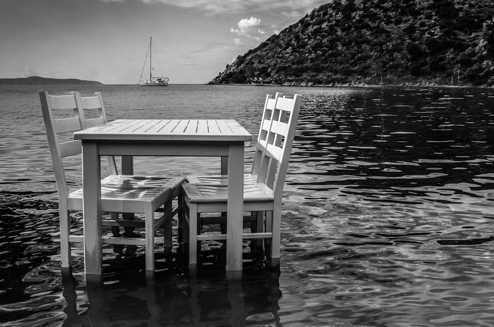 Tranquil Water Dining by Hilde Ghesquiere — canvas wall art