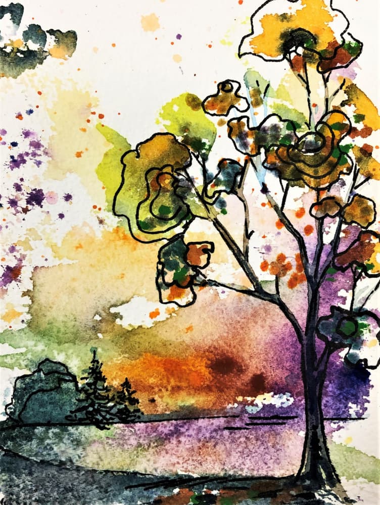Vibrant Sunset Tree by Anda Bieza — canvas wall art
