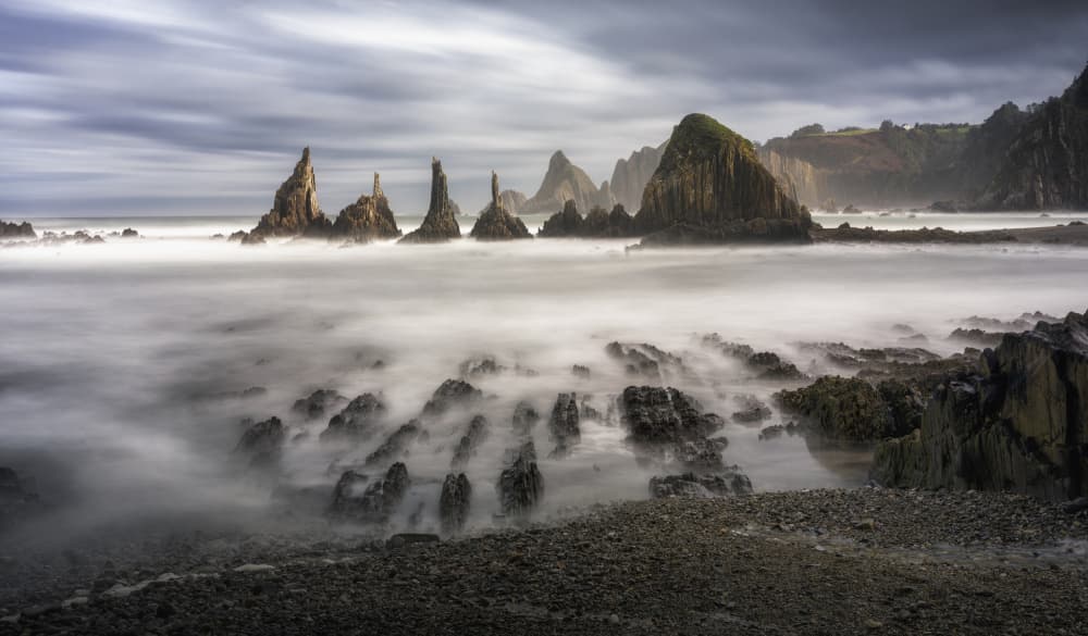 Misty Sea Stacks Coast by Josema Martin Espinar — canvas wall art