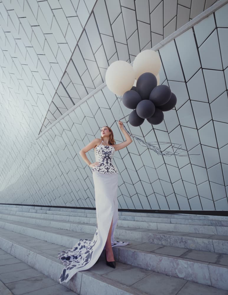 Modern Fashion With Balloons by Yasin Hasanian — canvas wall art