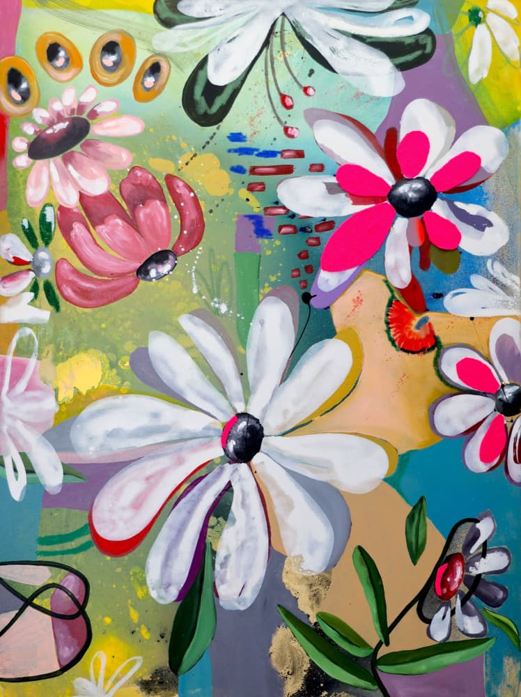 Vibrant Abstract Flowers by POOVI ART — canvas wall art
