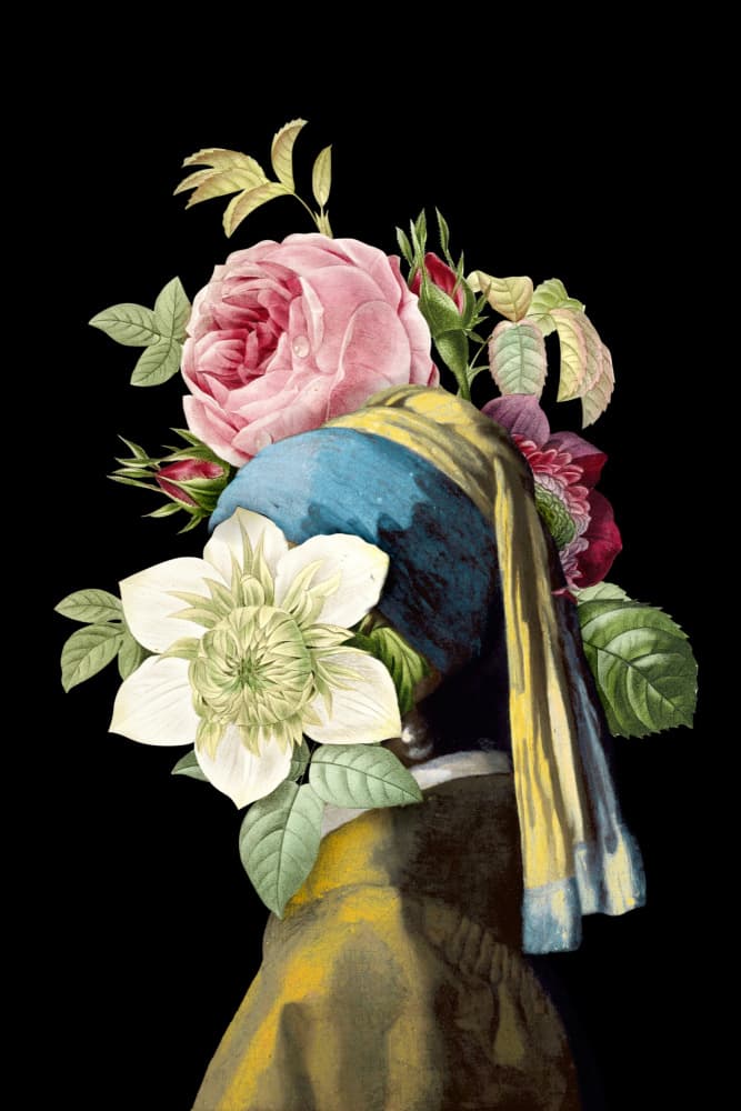 Floral Girl Portrait by Marja van den Hurk — canvas wall art