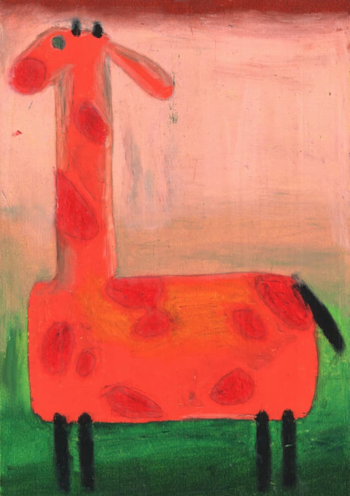 Playful Red Giraffe by Kulik — canvas wall art