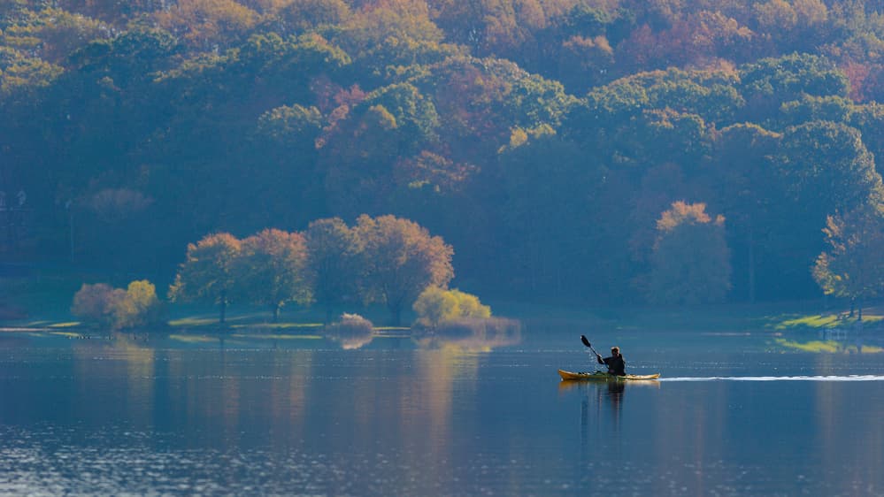 Autumn Kayak Reflection by 李从军 / Austin Li — canvas wall art