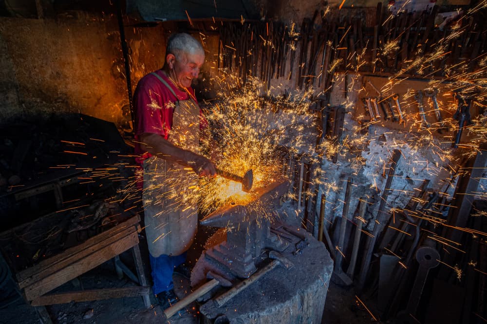 Blacksmith's Fiery Craft by Zoran Toldi (EFIAP AZSF) — canvas wall art