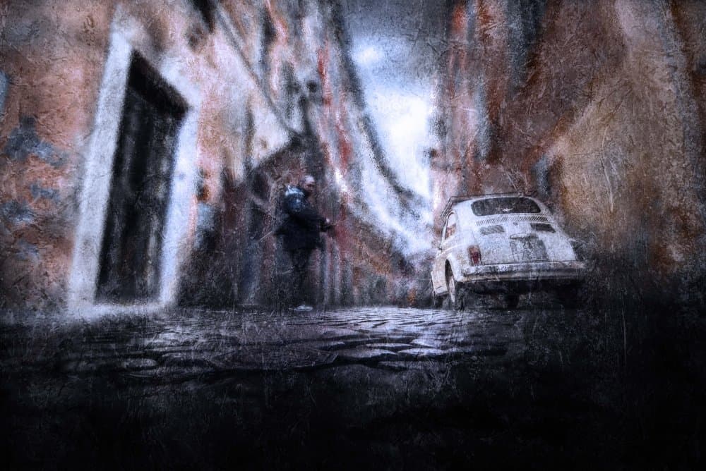 Dark Alley Vintage Car by Nicodemo Quaglia — canvas wall art