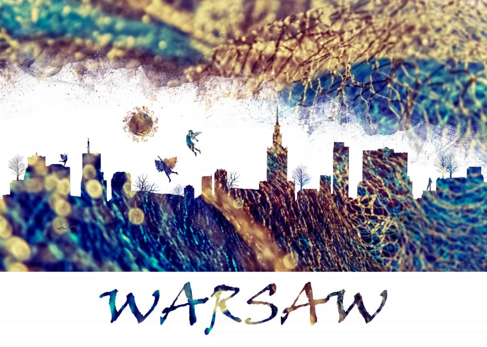 Ethereal Warsaw Skyline by Justyna Jaszke — canvas wall art