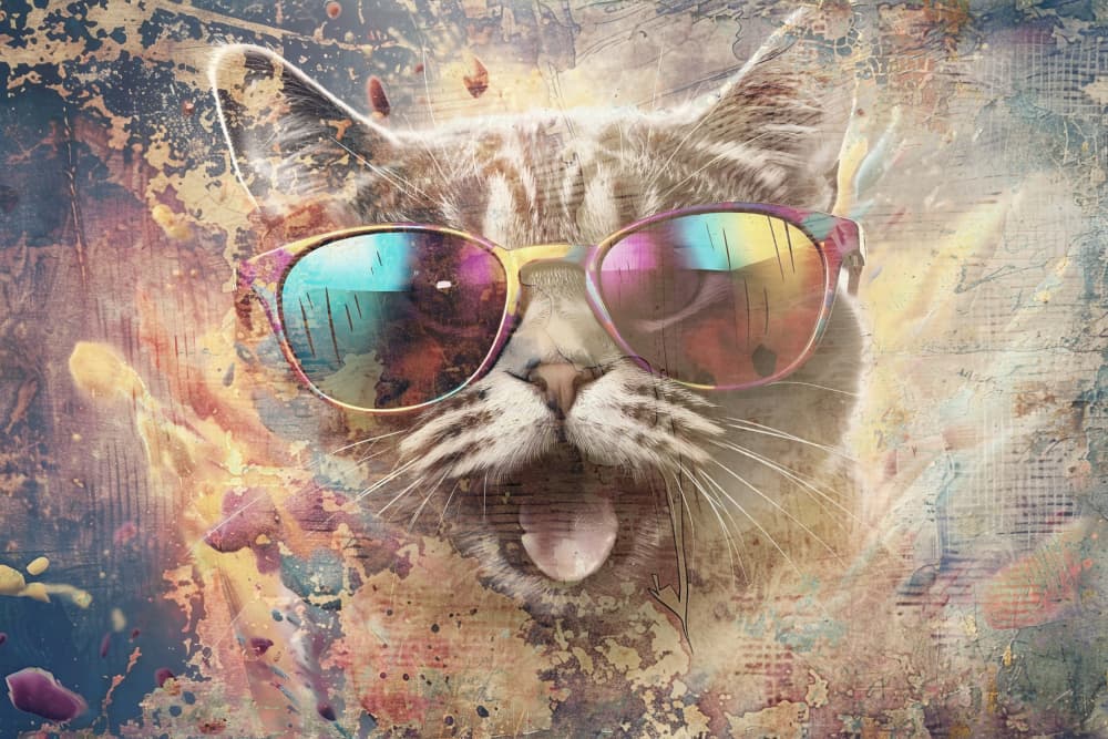 Funky Cat Sunglasses by Rafal Kulik — canvas wall art